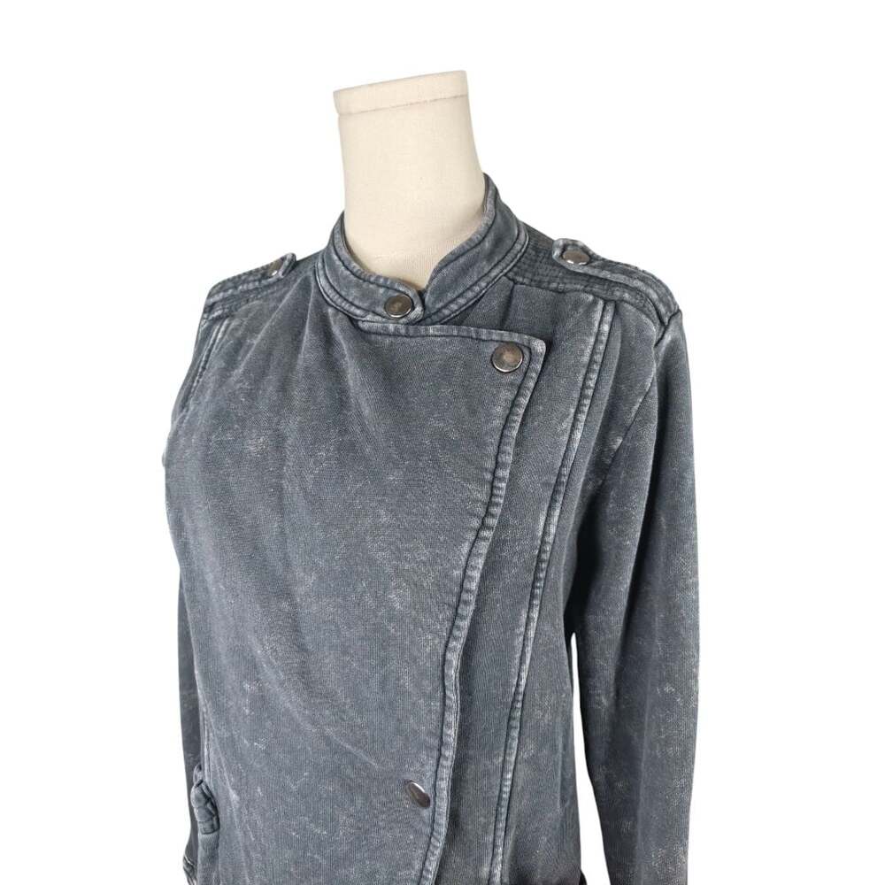 LA Hearts Women's Dark Gray Acid Wash Asymmetrical Moto Jacket Sz. S - Picture 4 of 5